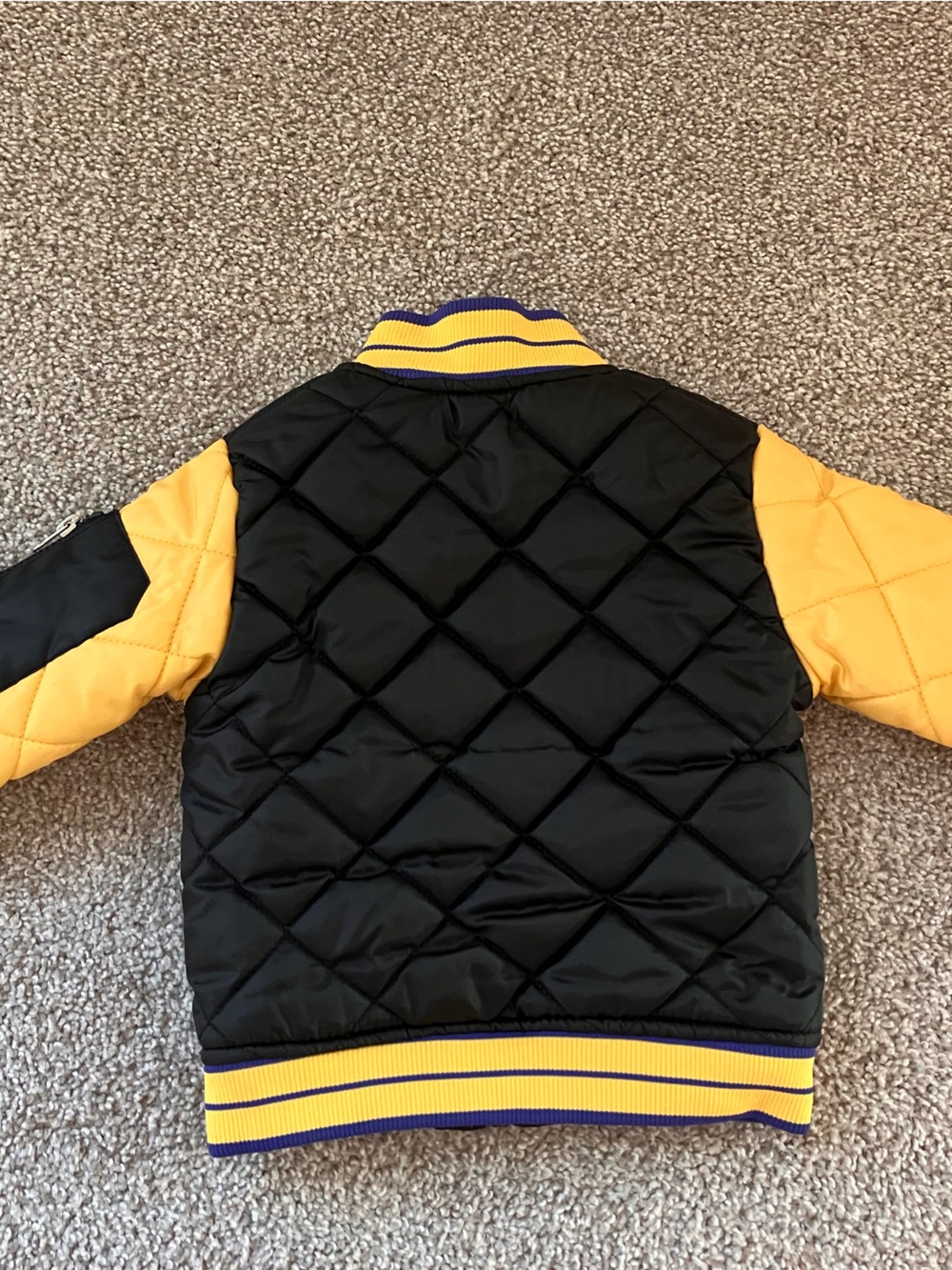LA Lakers Quilted Black and Yellow Bomber Jacket - Picture 3 of 3